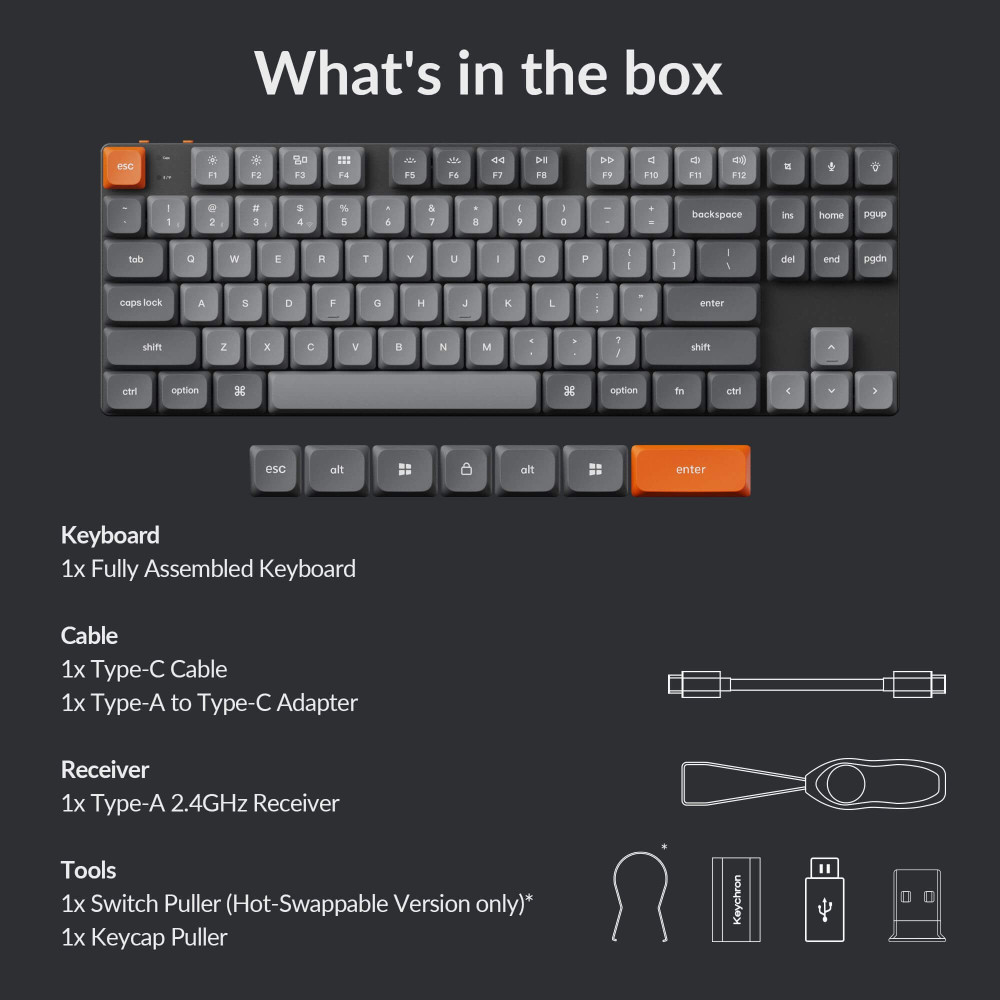 Keychron K1 Max Red RGB ANSI-US | Clavier TKL sans fil à profil bas