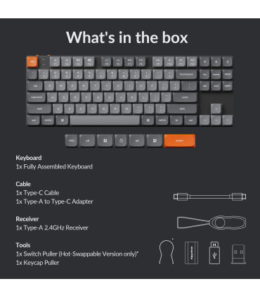 Keychron K1 Max Red RGB ANSI-US | Clavier TKL sans fil à profil bas