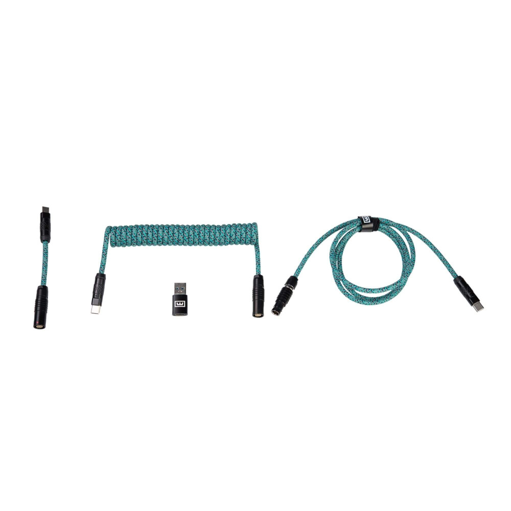 Wooting Detachable Cable Cyber Teal | USB-C Coiled Cable