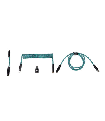 Wooting Câble détachable Cyber Teal | Câble enroulé USB-C