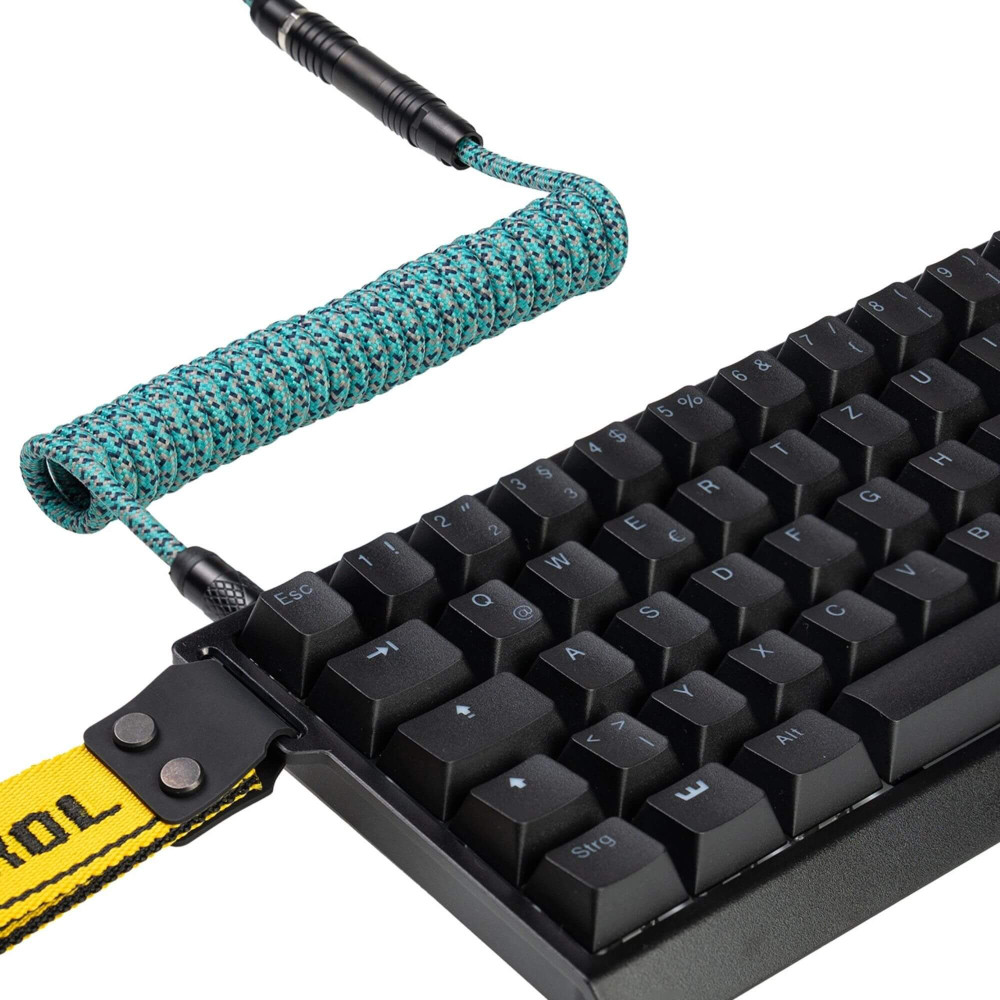 Wooting Câble détachable Cyber Teal | Câble enroulé USB-C