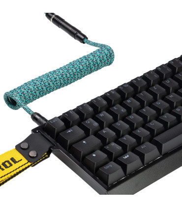 Wooting Detachable Cable Cyber Teal | USB-C Coiled Cable
