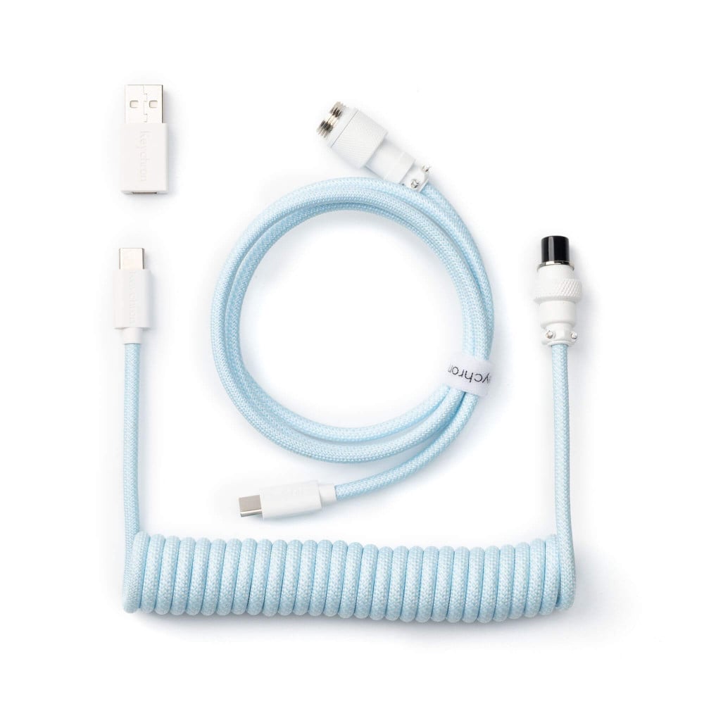 Keychron Coiled Aviator Cable 8K Light Blue | studioCTRL