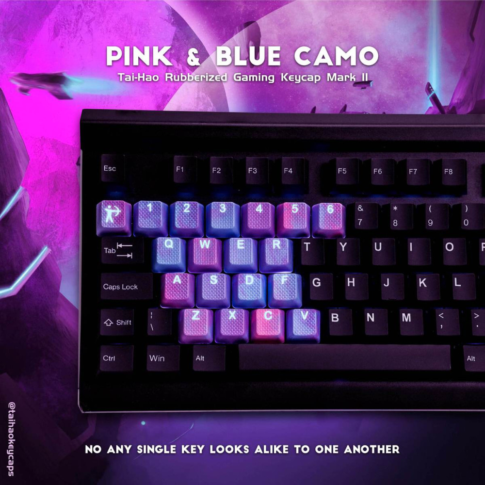Tai-Hao Ensemble de capuchon de clé en caoutchouc 18 touches rose fluo