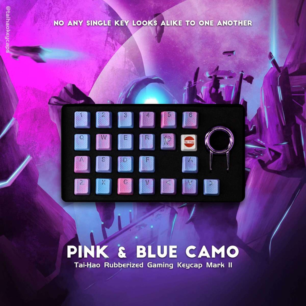 Tai-Hao 18-Key Rubber Keycap Set Neon Pink