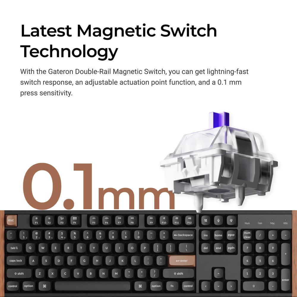 Keychron K10 HE Clavier magnétique ISO-CH en bois noir | studioCTRL