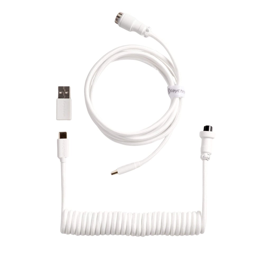Keychron Coiled Aviator Cable 8K White | studioCTRL