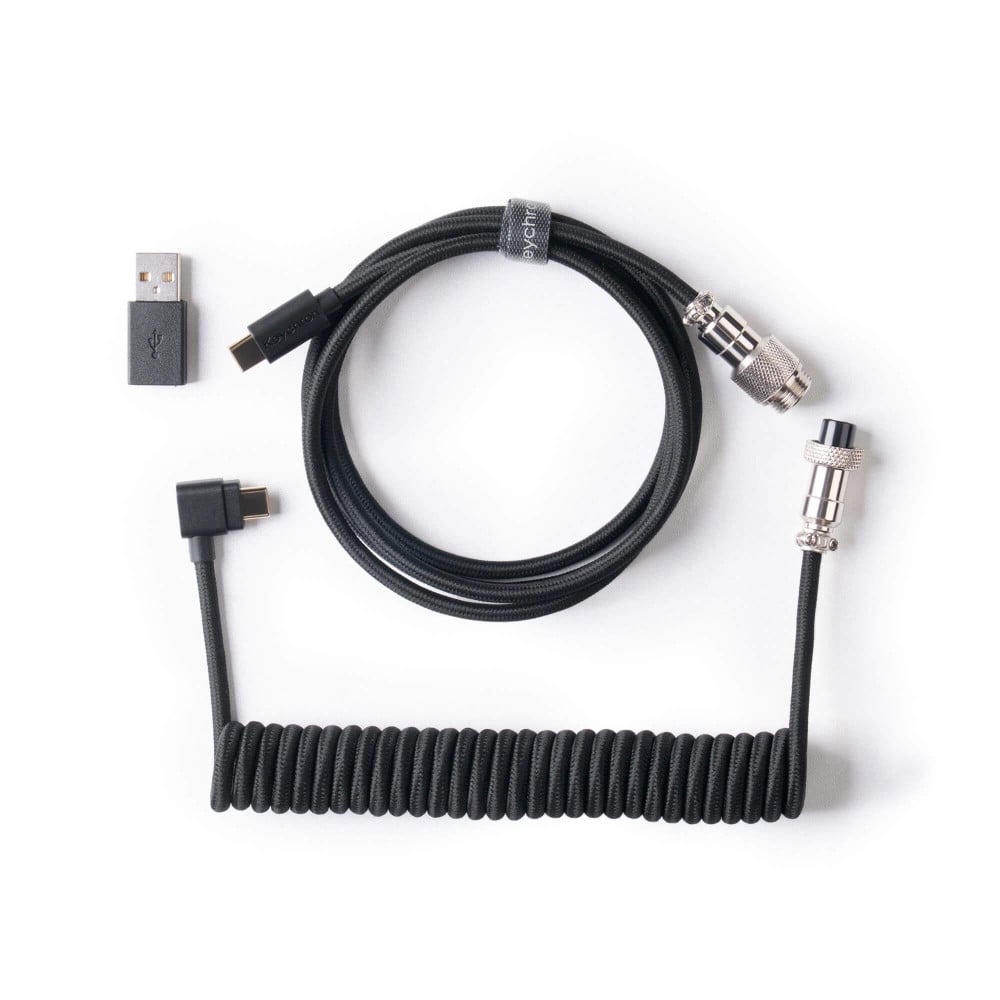 Keychron Coiled Aviator Cable 8K Angled Black | studioCTRL