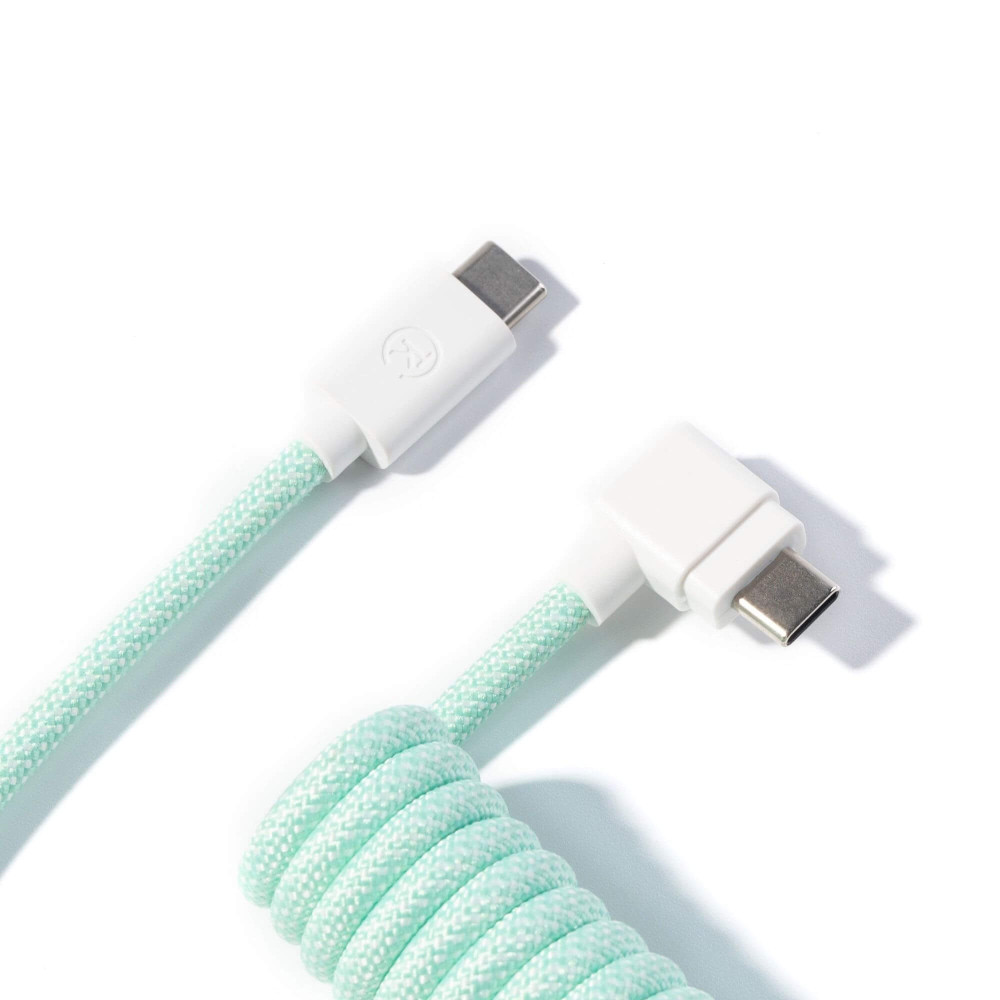 Keychron Coiled Aviator Cable 8K - Angled Connector - Mint