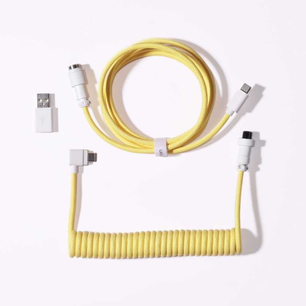 Keychron Coiled Aviator Cable 8K Angled Yellow | studioCTRL