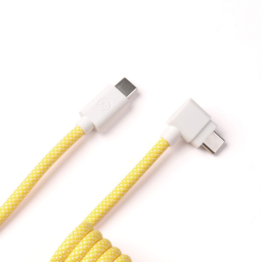 Keychron Coiled Aviator Cable 8K - Angled Connector - Yellow