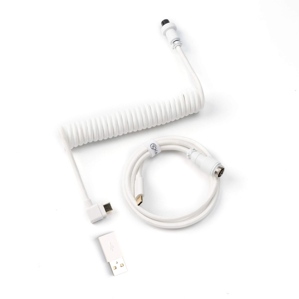 Keychron Coiled Aviator Cable 8K Angled White | studioCTRL