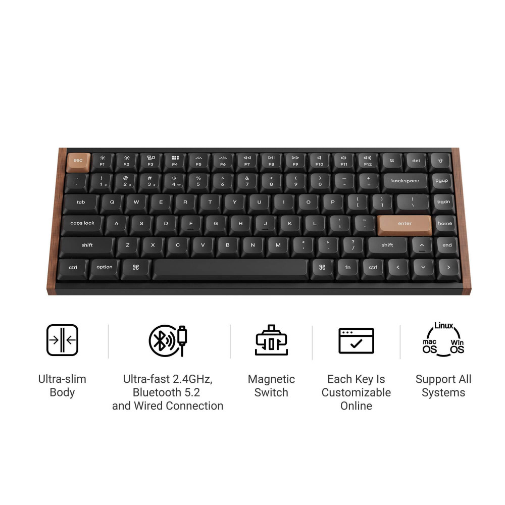Keychron K3 HE ANSI-US en bois noir | Clavier magnétique
