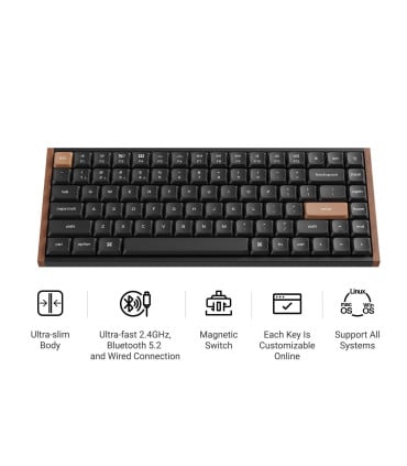 Keychron K3 HE ANSI-US en bois noir | Clavier magnétique