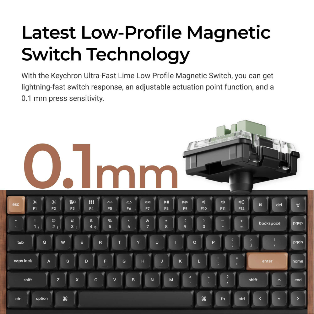 Keychron K3 HE ANSI-US en bois noir | Clavier magnétique