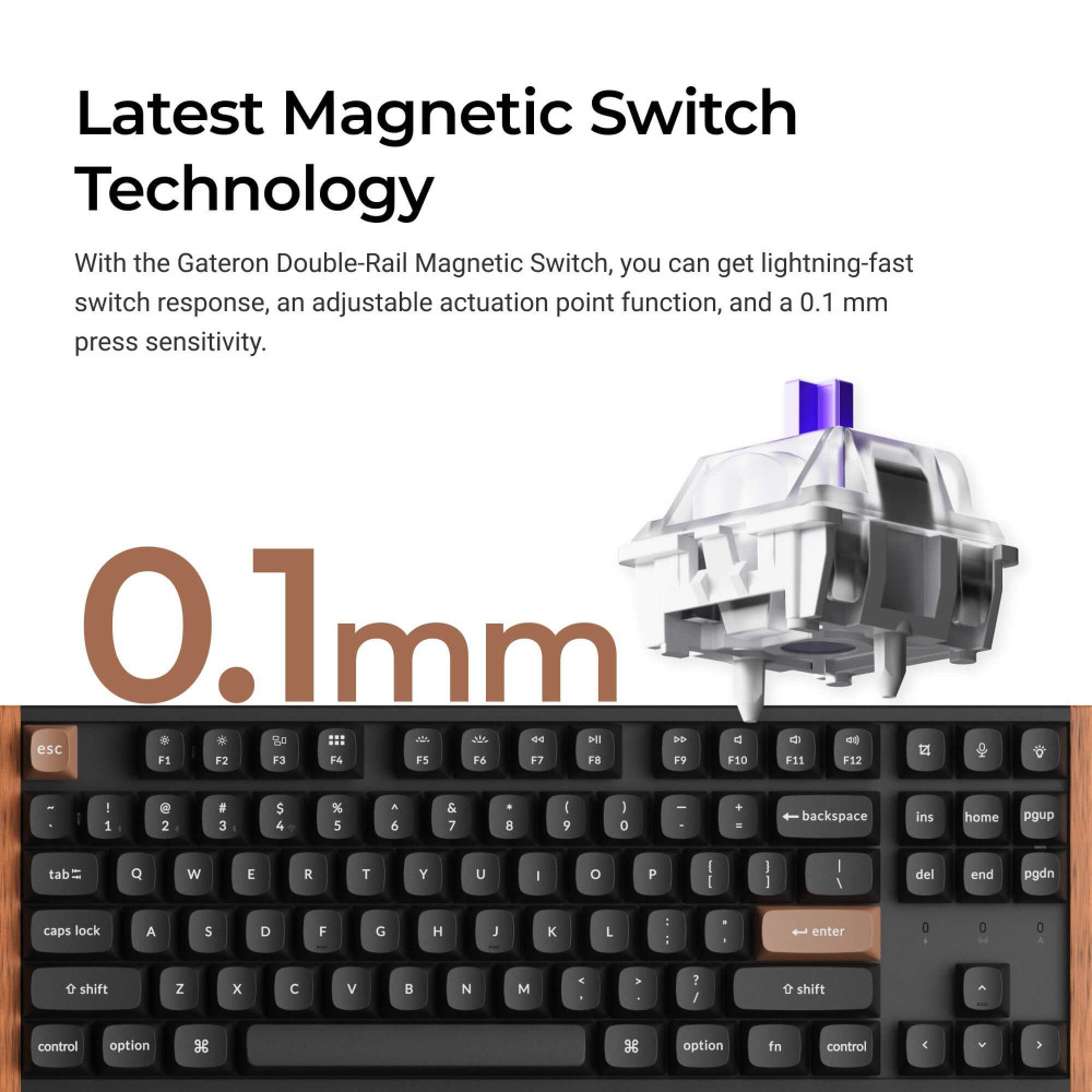 Keychron K8 HE Black Wood ISO-CH | Magnetische TKL-Tastatur