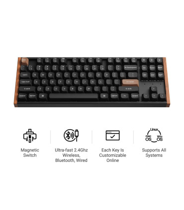 Keychron K8 HE Bois noir ISO-CH | Clavier magnétique TKL