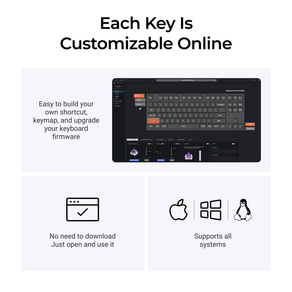 Keychron K8 HE Black Wood ISO-CH | Magnetische TKL-Tastatur