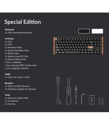 Keychron K8 HE Black Wood ISO-CH | Magnetische TKL-Tastatur
