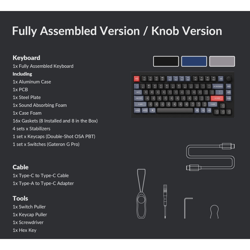 Keychron Q1 Blue QMK Brown Switch (ANSI) avec bouton