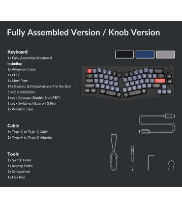 Keychron Q8 Black QMK Red Switch (US) avec bouton