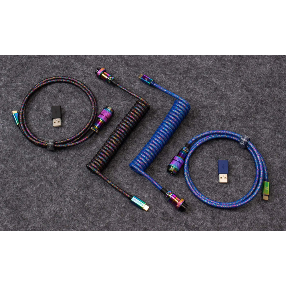 Keychron Câble enroulé Premium - Rainbow Blue