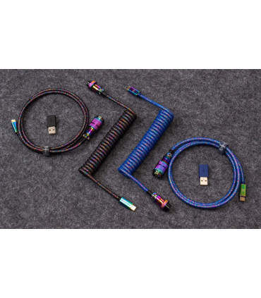 Keychron Câble enroulé Premium - Rainbow Blue