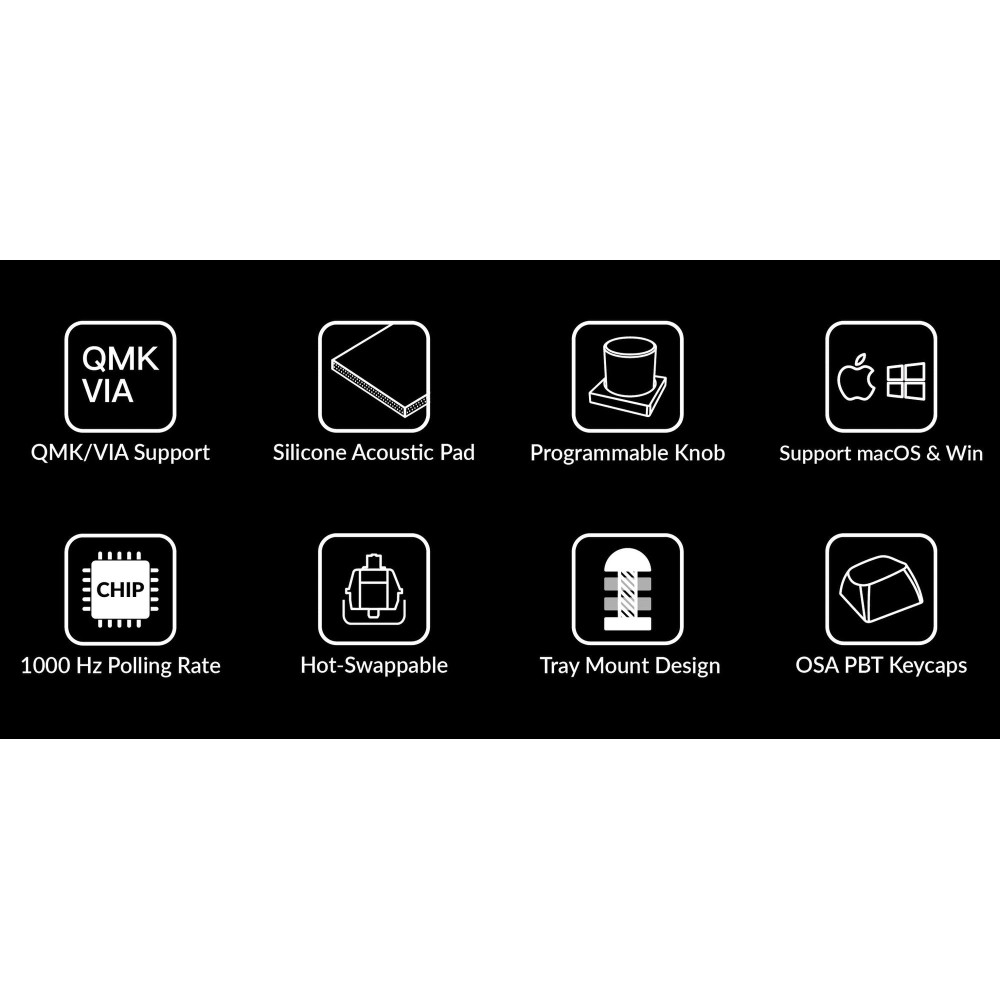 Keychron V1 Barebone ANSI Frosted Black avec bouton