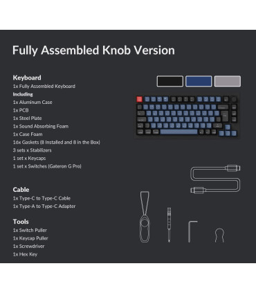 Keychron Q1 Blue QMK Red Switch (ANSI) avec bouton