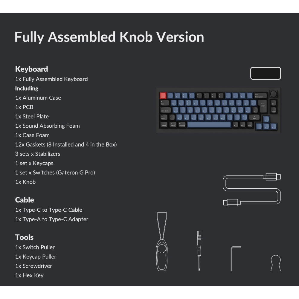 Keychron Q2 Black QMK Red Switch (ANSI) w/Knob