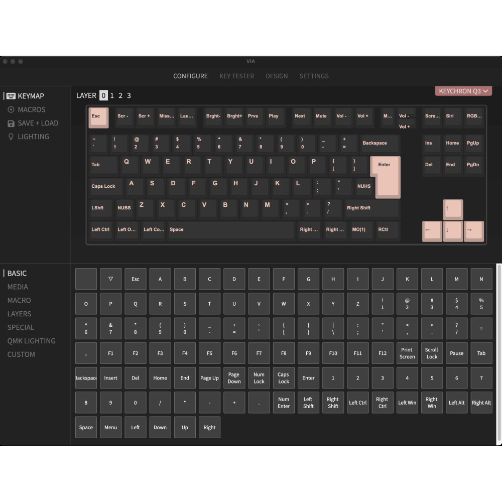 Keychron Q3 Noir QMK Brown Switch Swiss Layout (ISO-CH) avec bouton