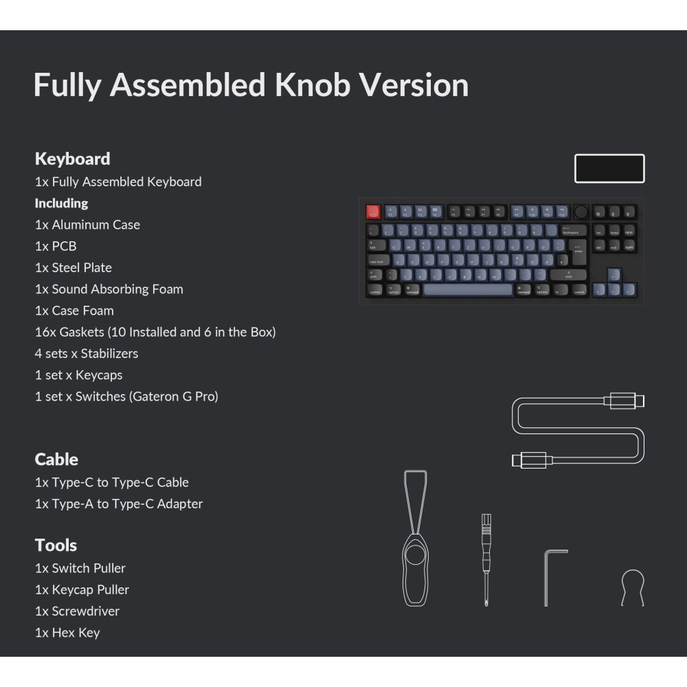 Keychron Q3 Black QMK Brown Switch Schweizer Layout (ISO-CH) w/Knob