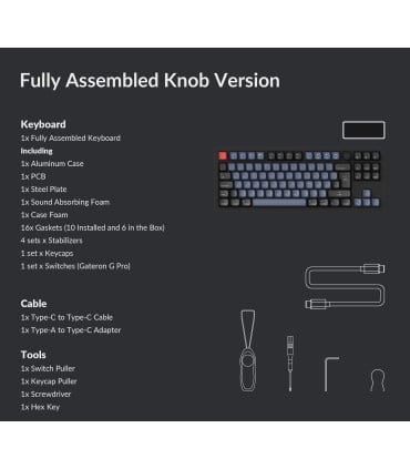 Keychron Q3 Noir QMK Brown Switch Swiss Layout (ISO-CH) avec bouton