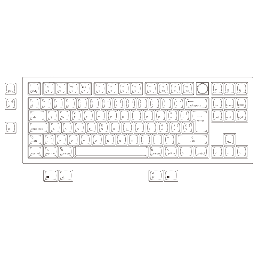 Keychron Q3 Black QMK Brown Switch Schweizer Layout (ISO-CH) w/Knob