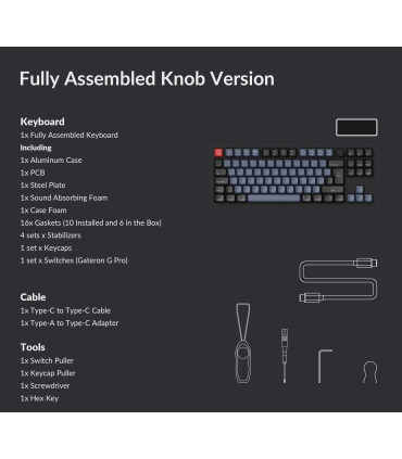 Keychron Q3 Black QMK Brown Switch Schweizer Layout (ISO-CH) w/Knob