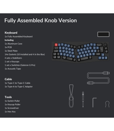 Keychron Q8 Black QMK Red Switch (ISO-CH) w/Knob