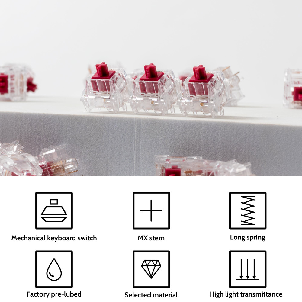 Kailh Crystal Burgundy Pro Switch 110pcs / Set