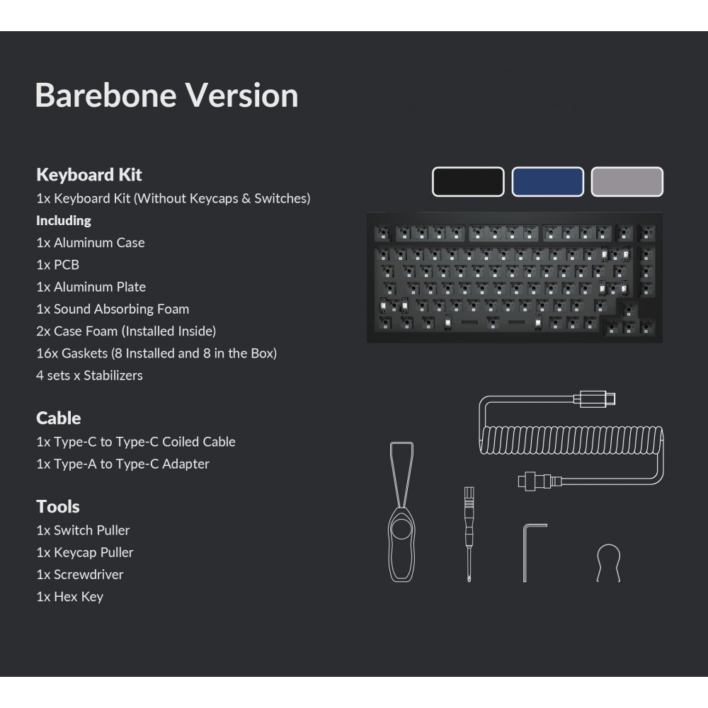 Keychron Q1 QMK Hot-Swap Barebone (ISO) Gris sidéral