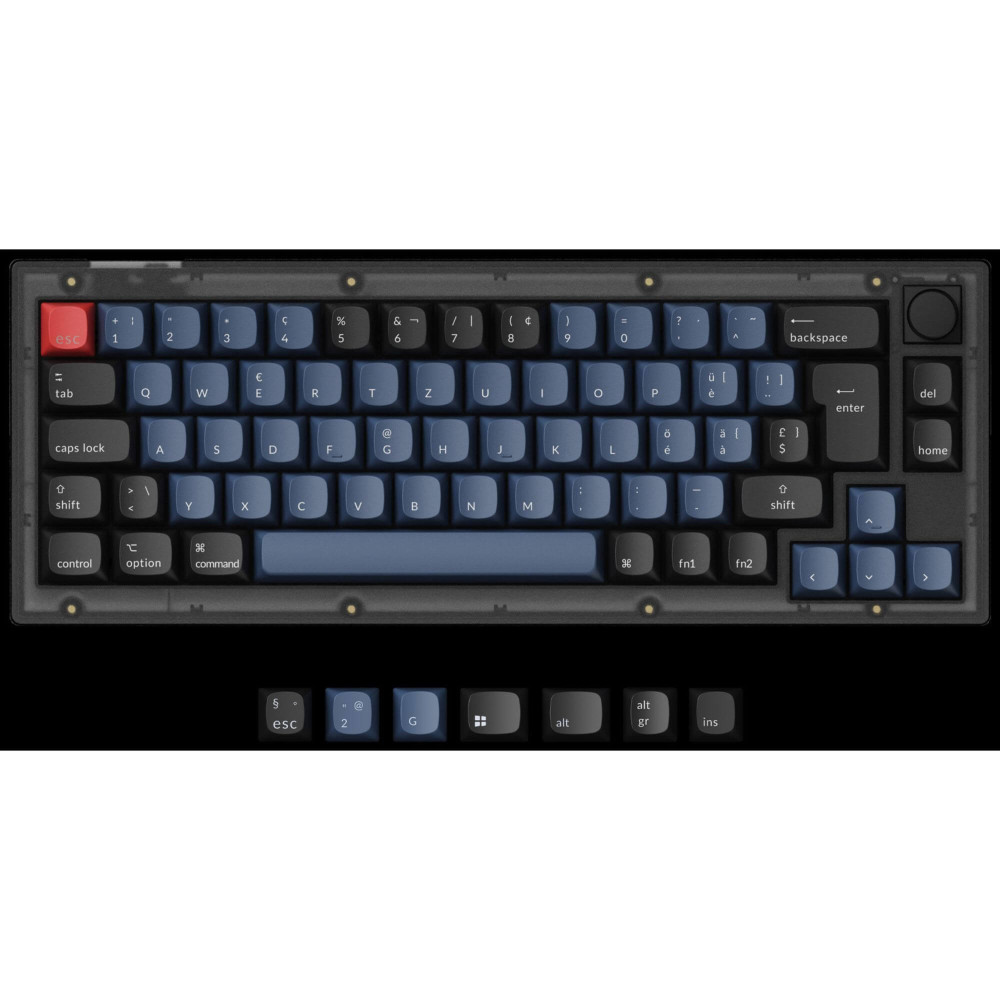Keychron V2 Interrupteur noir rouge givré (ISO-CH) avec bouton