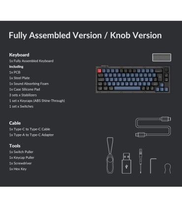 Keychron V2 Frosted Black Red Switch (ISO-CH) w/Knob