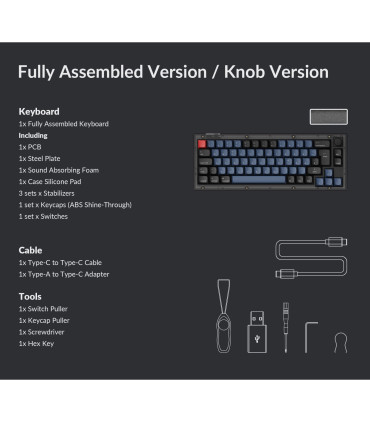 Keychron V2 Interrupteur noir rouge givré (ISO-CH) avec bouton
