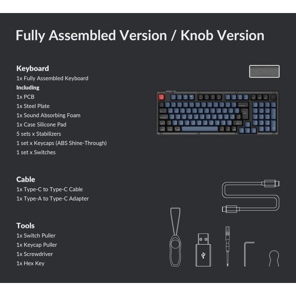 Keychron V5 Frosted Black Red Switch (ISO-CH) w/Knob