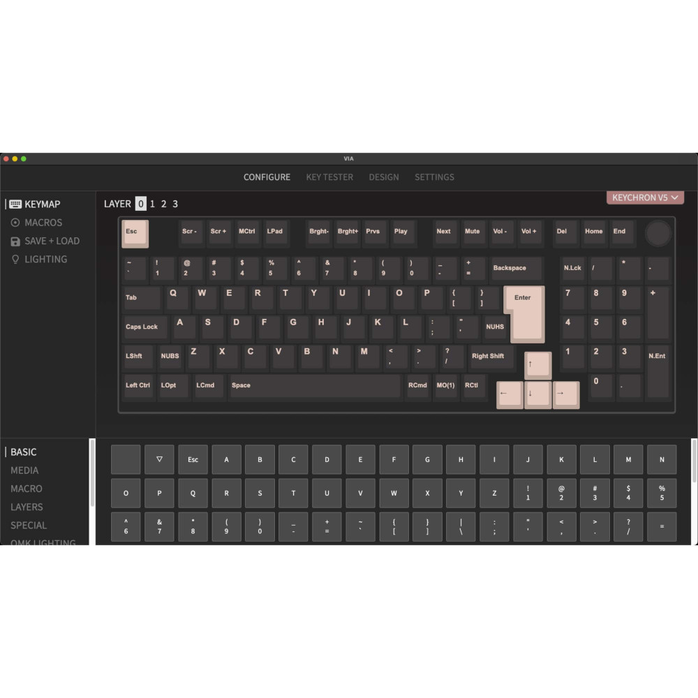 Keychron V5 Frosted Black Red Switch (ISO-CH) avec bouton