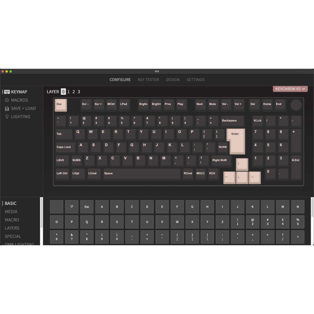 Keychron V5 Frosted Black Red Switch (ISO-CH) avec bouton