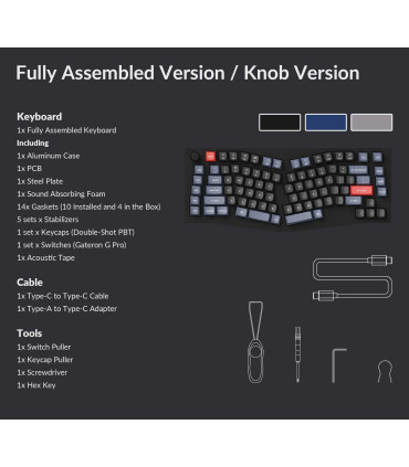 Keychron Q10 Commutateur rouge QMK noir (ANSI) avec bouton
