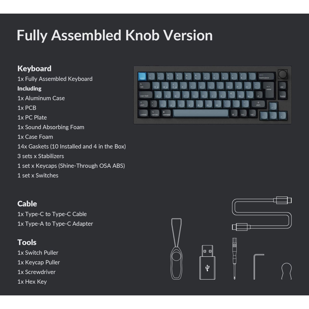 Keychron Q2 Pro Black QMK Brown Switch Schweizer Layout (ISO-CH)
